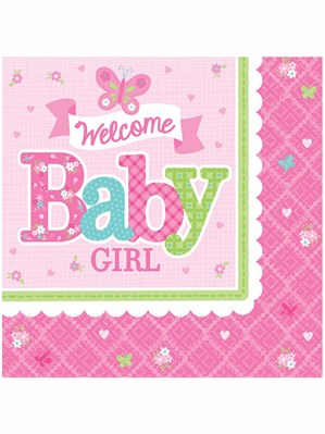 Welcome Baby Girl Luncheon Napkins 16pk