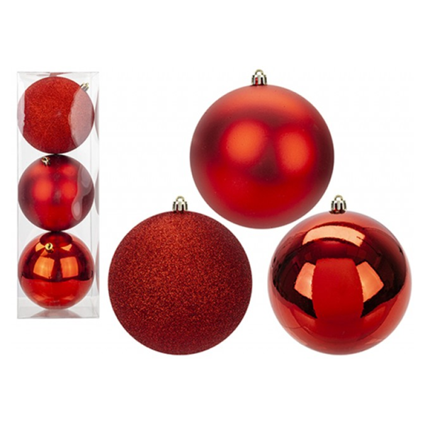 Christmas Large Red Baubles 12cm 3pk