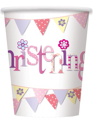 Pink Christening 9oz Paper Cups