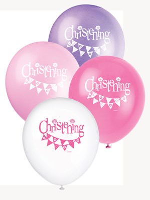 Pink Christening 12" Latex Balloons 8pk