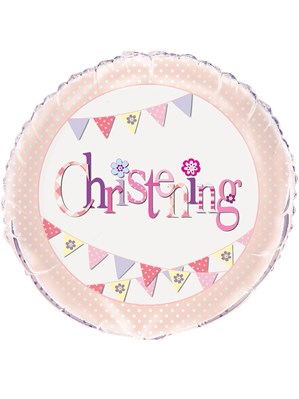 Pink Christening Bunting 18" Foil Balloon