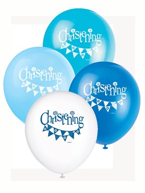 Blue Christening 12" Latex Balloons 8pk