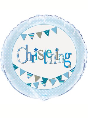 Blue Christening Bunting 18" Foil Balloon