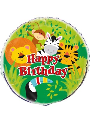 Jungle Animal Happy Birthday 18" Foil Balloon