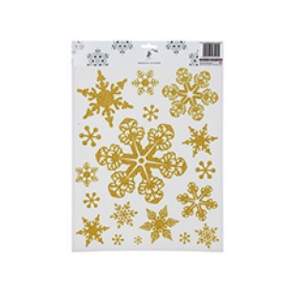 Gold Glitter Snowflake Window Sticker Sheet