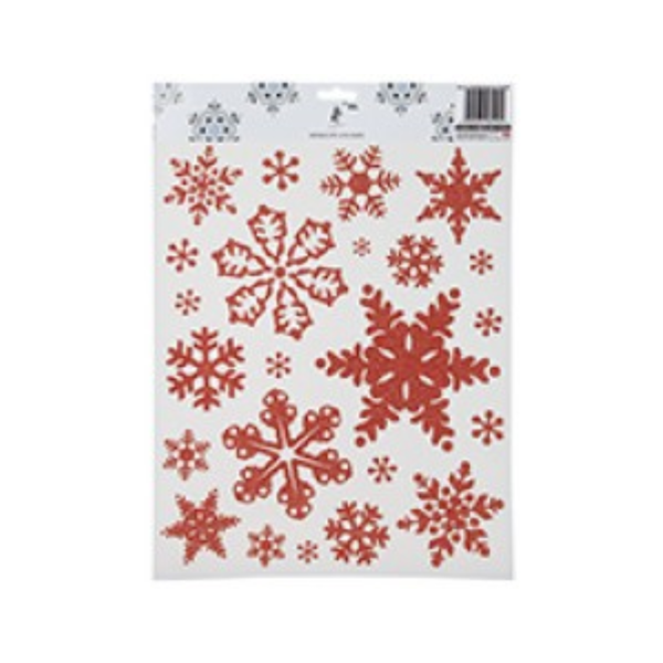 Red Glitter Snowflake Window Sticker Sheet