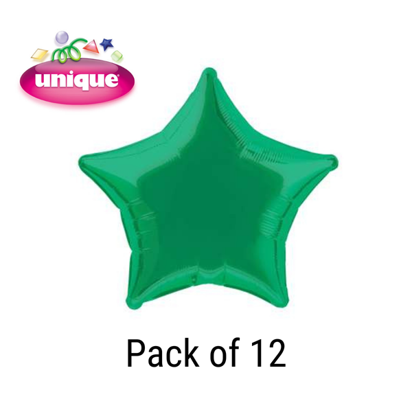 Green 20" Star Shaped Foil Balloons 12pk