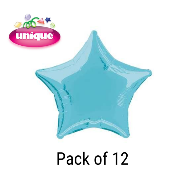 Pastel Blue 20" Star Shaped Foil Balloons 12pk