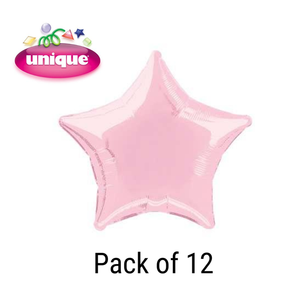 Pastel Pink 20" Star Shaped Foil Balloons 12pk