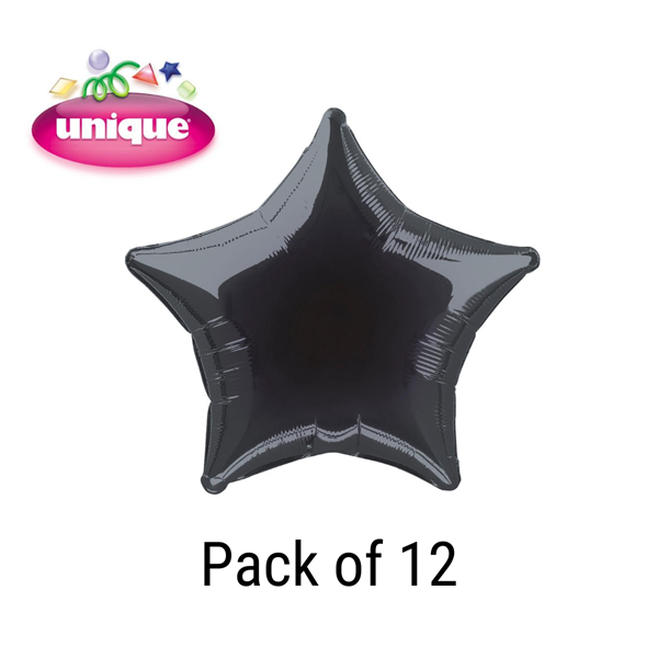 Black 20" Star Shaped Foil Balloons 12pk
