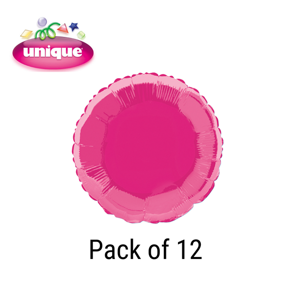 Hot Pink 18" Round Foil Balloons 12pk
