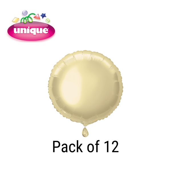 Unique Gold Round 18" Foil Balloon - 12pk