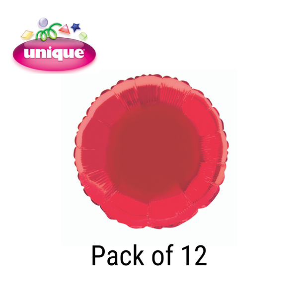 Red 18" Round Foil Balloons 12pk
