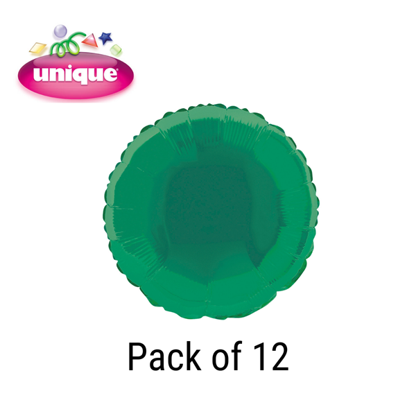 Green 18" Round Foil Balloons 12pk