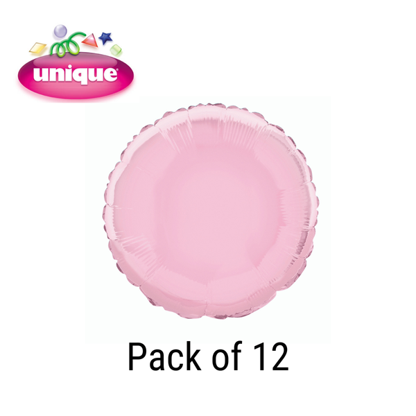 Pastel Pink 18" Round Foil Balloons 12pk