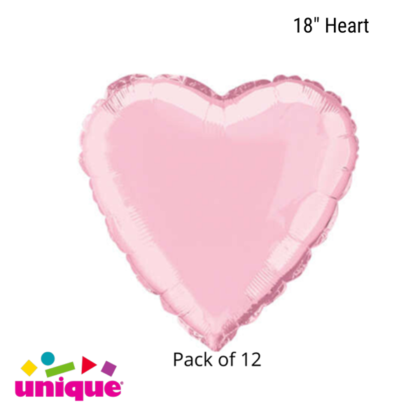 Pastel Pink 18" Love Heart Foil Balloons Bulk 12pk