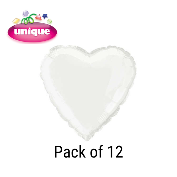 White 18" Love Heart Foil Balloons Bulk 12pk