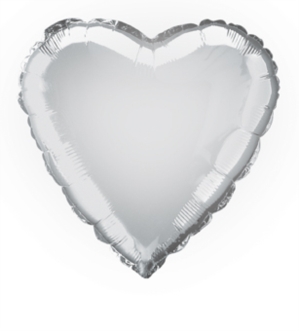 Single 18" Silver Heart Shaped Foil Balloon