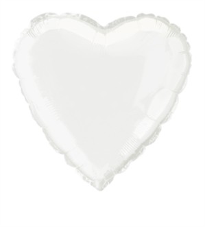 Single 18" White Heart Shaped Foil Balloon