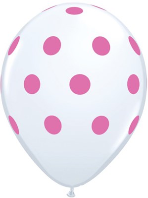 White & Pink Dots 11" Latex Balloons 25pk