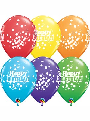 Happy Birthday Confetti Dots 11" Latex Balloons 6pk