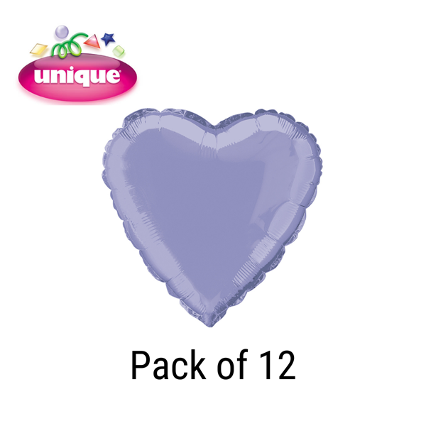 Lavender 18" Love Heart Foil Balloons Bulk 12pk