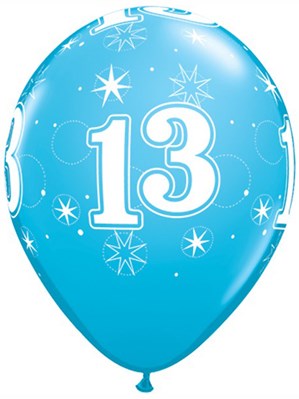 Age 13 Sparkle Robin's Egg Blue 11" Latex Balloons 6pk