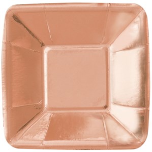Rose Gold Foil 5" Square Appetizer Plates 8pk