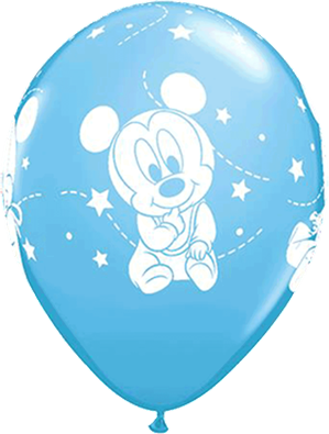 Qualatex 12" Mickey Mouse Baby Stars Pale Blue Latex Balloons 6pk