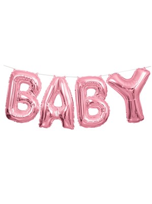 Pink Baby Foil Balloon Letter Banner 14"