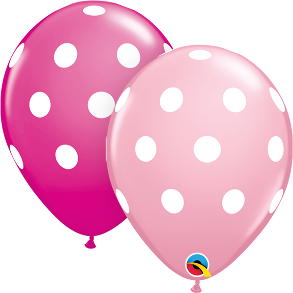 Qualatex 11" Pink & Wild Berry Polka Dot Latex Balloons 25pk