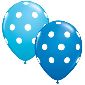 Assorted Blue Polka Dot 11" Latex Balloons 25pk