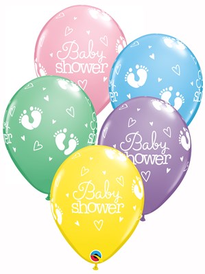 Pastel Baby Shower Footprints 11" Latex Balloons 25pk