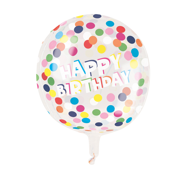 Polka Dot Birthday 15" Clear Sphere Balloon