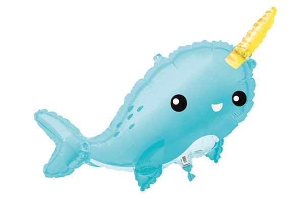Giant Blue Narwhal 37" Foil Balloon