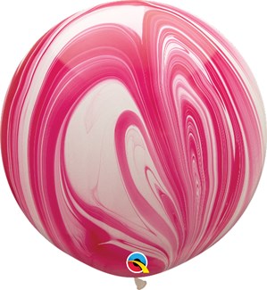 Red & White SuperAgate 30" (2.5ft) Latex Balloons 2pk