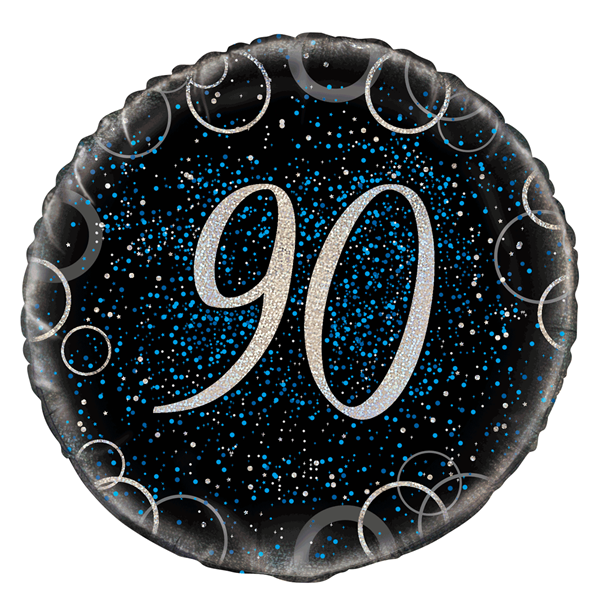 Blue Glitz 90th Birthday 18" Foil Balloon