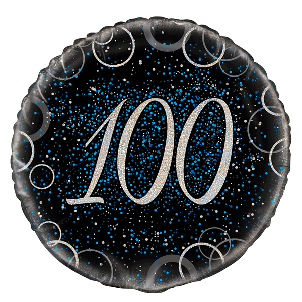 Blue Glitz 100th Birthday 18" Foil Balloon