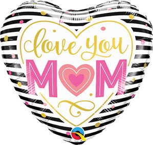 Mother's Day Love You Stripes 18" Foil Balloon