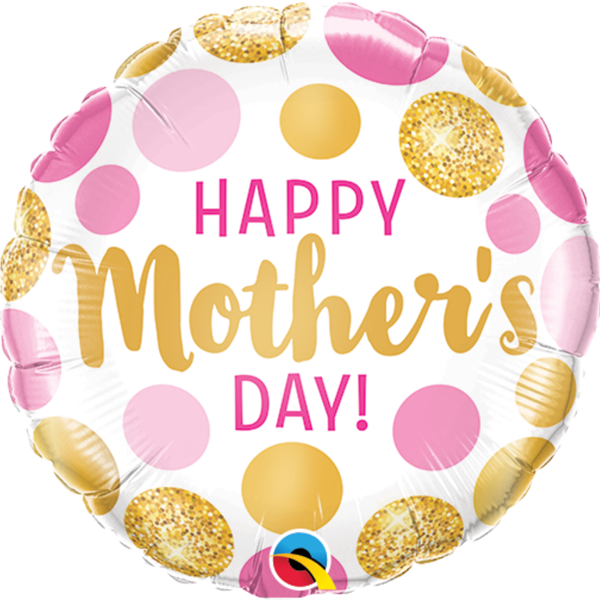 Mother's Day Pink & Gold Dots 18" Foil Balloon