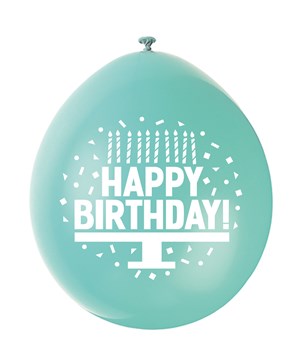 Assorted Colour Happy Birthday Latex Balloons 10pk