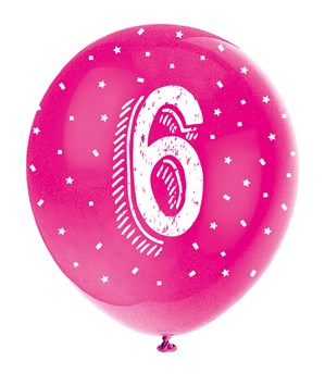 Pearlised Assorted Colour 6th Birthday Latex Balloons 5pk