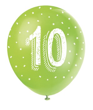 Pearlised Assorted Colour 10th Birthday Latex Balloons 5pk