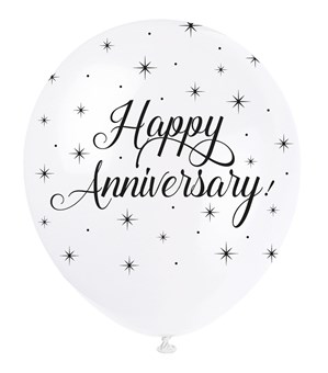 Pearl White 12" Anniversary Latex Balloons 5pk