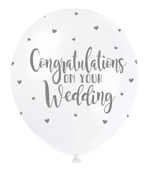 Pearl White 12" Wedding Congratulations Latex 5pk