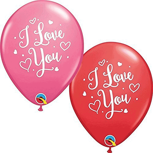 I Love You Red & Rose 11" Latex Balloons 25pk