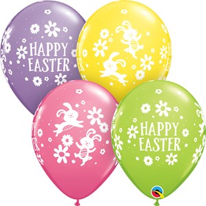 Easter Bunnies and Daisies 11" Latex Balloons 25pk
