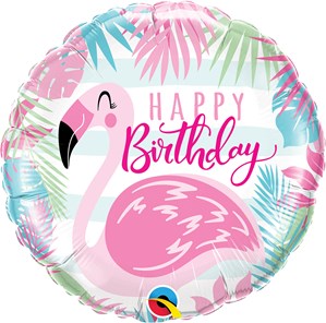 Happy Birthday Pink Flamingo 18" Foil Balloon