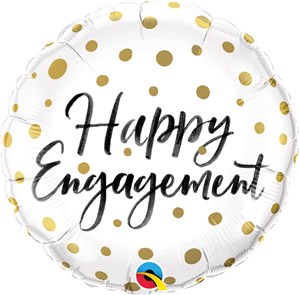 Happy Engagement Gold Dots 18" Foil Balloon