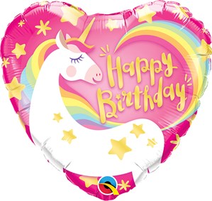 Happy Birthday Magical Unicorn 18" Heart Foil Balloon